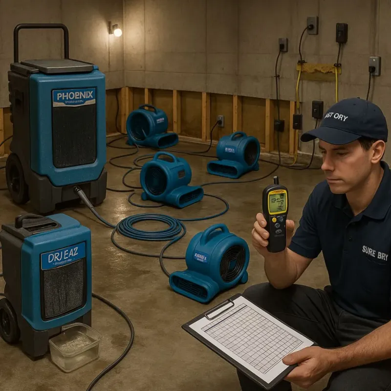 Structural Drying and Dehumidification process in Burleson County, TX